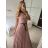 Šaty dlhé letné elegantné skladané s opaskom bez rukávu dámske (S/M ONE SIZE) TALIANSKA MÓDA IMPMD2413198