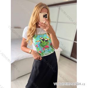 Tričko krátky rukáv dámske (S/M ONE SIZE) TALIANSKA MÓDA IMM24M5256/DR