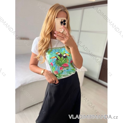 Tričko krátky rukáv dámske (S/M ONE SIZE) TALIANSKA MÓDA IMM24M5256/DR -   biela -   S / M