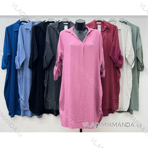 Šaty voľnočasové dlhý rukáv dámske nadrozmer (48/50/52 ONE SIZE) TALIANSKA MóDA IM424547
