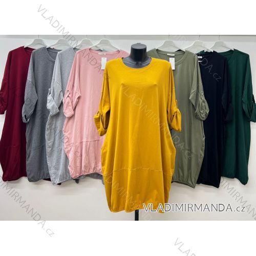 Šaty voľnočasové dlhý rukáv dámske nadrozmer (52/54/56 ONE SIZE) TALIANSKA MóDA IM424571