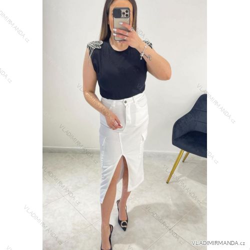 Sukňa strečová stredne dlhá dámska (S/M ONE SIZE) TALIANSKA MÓDA IMM24M6865