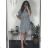 Košilové šaty krátký rukáv dámská  (S/M/L ONE SIZE) ITALSKá MODA IMSM24038/DUR modrá M / L