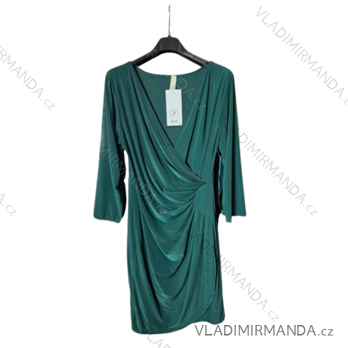 Šaty elegantný dlhý rukáv dámske (S/M ONE SIZE) TALIANSKA MÓDA IMM23M284B/DUR zelená smaragdová S/M
