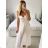 Šaty dlhé letné na ramienka dámske (S/M ONE SIZE) TALIANSKA MÓDA IMM24M33330/DU -   biela -