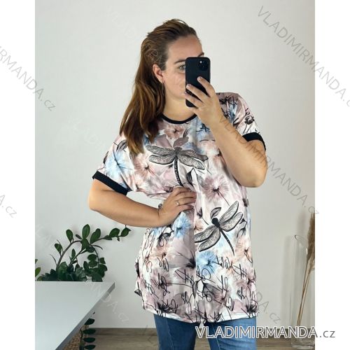 Tunika krátky rukáv dámska nadrozmer (54/56 ONE SIZE) TURECKÁ MODA TME249100-1/DU  ružová staroružová
