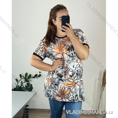 Tunika krátky rukáv dámska nadrozměr (54/56 ONE SIZE) TURECKÁ MODA TME249100-3/DU  oranžová