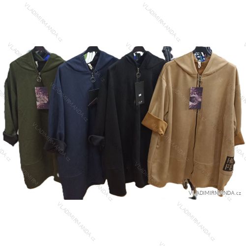 Mikina s kapucňou dlhý rukáv dámska nadrozmer (56/58 ONE SIZE) TALIANSKA MÓDA IMSM24628