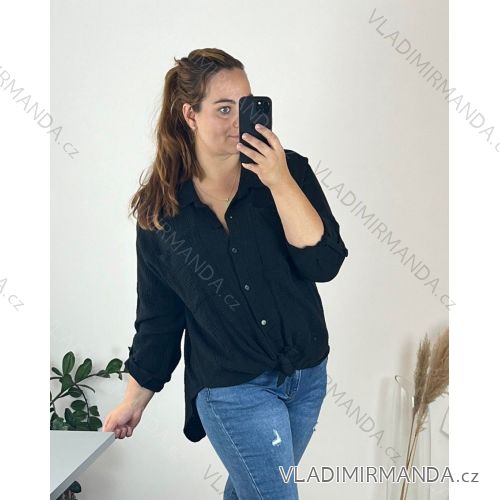 Košeľa mušelinová dlhý rukáv dámska nadrozměr (50/52 ONE SIZE) TALIANSKA MÓDA IMWGS24537