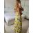 Šaty dlouhé letní na ramínka dámské citronky LIMONE (S/M ONE SIZE) ITALSKÁ MÓDA IMPBB24B25283A/DUR -   biela -   S / M