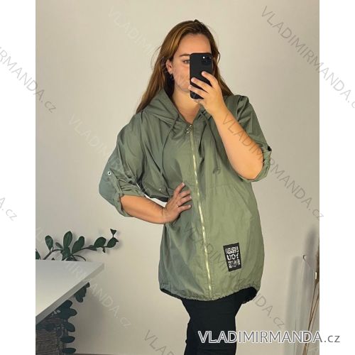 Bunda slabá s kapucňou 3/4 dlhý rukáv dámska nadrozmer (54/56/58 ONE SIZE) TALIANSKA MÓDA IMSM24627