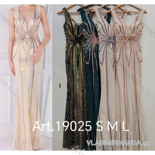 Šaty dlhé spoločenské trblietavé bez rukávu dámske (S/M/L ONE SIZE) TALIANSKA MÓDA IMHMS2419025