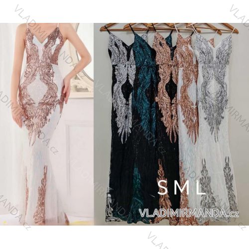 Šaty dlhé spoločenské trblietavé na ramienka dámske (S/M/L ONE SIZE) TALIANSKA MÓDA IMHMS24391