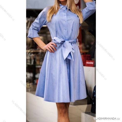 Šaty košeľové dlhý rukáv dámske (S/M ONE SIZE) TALIANSKA MÓDA IMHMS24403