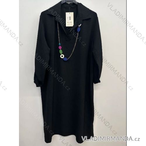 Šaty košeľové s príveskom dlhý rukáv dámske (S/M ONE SIZE) TALIANSKA MÓDA IMPSH2424566-9