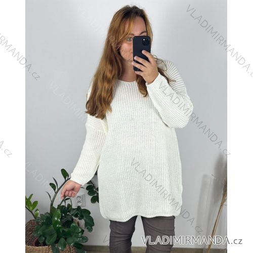 Sveter dlhý rukáv dámske (XL/2XL/3XL ONE SIZE) TALIANSKA MóDA IM4221325/DUR bílá 2XL/3XL