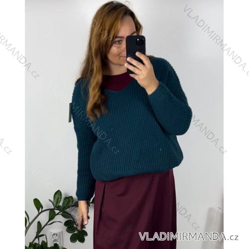 Sveter dlhý rukáv dámske (XL/2XL/3XL ONE SIZE) TALIANSKA MóDA IM4221325/DUR petrolejová 2XL/3XL