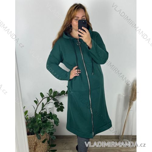 Mikina dlouhá oversize na zips s kapucňou dlhý rukáv dámska nadrozmer (54/56 ONE SIZE) TALIANSKA MÓDA IM424SIRINA