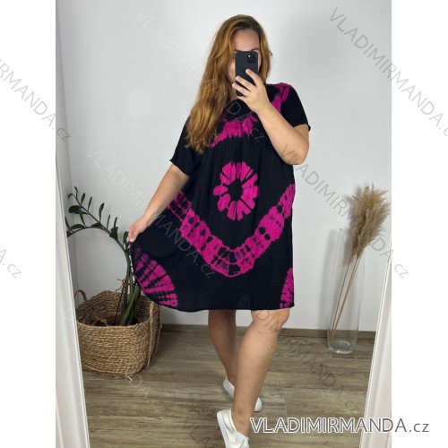 Šaty voľnočasové krátky rukáv dámske nadrozmer (L-2XL) TALIANSKA MÓDA HAG24Y76/DUR -   čierna
 -   XXL