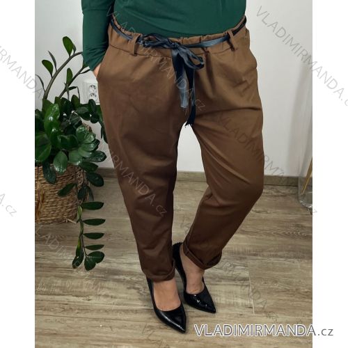 Nohavice dámske (52/54 ONE SIZE) TALIANSKA MóDA IM424IZINA/DU 52/54 hnědá světlá