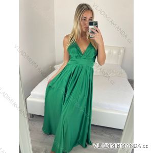 Šaty dlouhé na ramienka saténové dámske (S/M ONE SIZE) TALIANSKA MÓDA IM324300