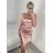 Šaty společenské carmen krátké bez rukávu dámské (S/M ONE SIZE) ITALSKá MóDA IM324301/DU -   ružová staroružová -   S / M