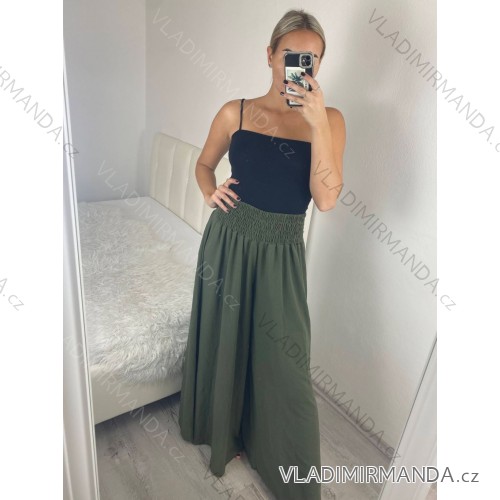 Nohavice letné oversize dámske (S/M/L/XL/2XL ONE SIZE) TALIANSKA MODA IM424445/DR -   zelená khaki -   XL/2XL
