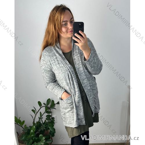 Cardigan slabý dlhý rukáv dámsky nadrozmer (50/52 ONE SIZE) TALIANSKA MÓDA IMD24VENTURA