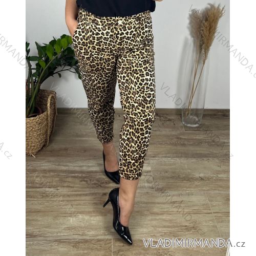 Nohavice dlhé dámske nadrozmer (48/50 ONE SIZE) TALIANSKA MÓDA IMWEC240028/DUR 48/50 hnedá