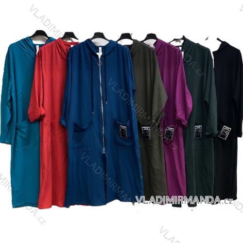 Mikina predĺžená slabá na zips s kapucňou dlhý rukáv dámska nadrozmer (54/56 ONE SIZE) TALIANSKA MÓDA IMC24446