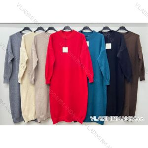 Šaty dlhé teplé dlhý rukáv dámske nadrozmer (50/52/54 ONE SIZE) TALIANSKA MÓDA IM424636