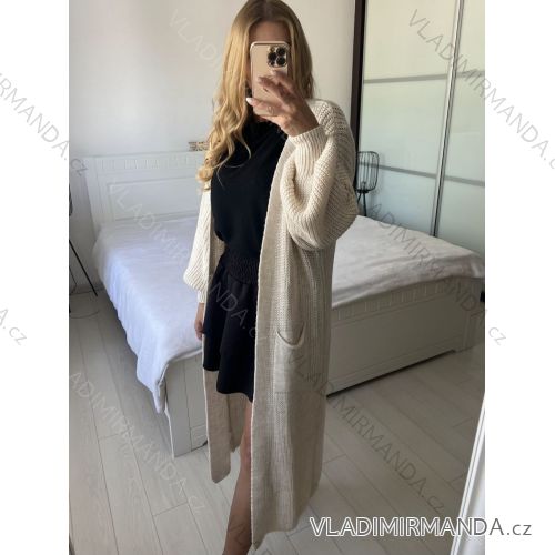 Cardigan pletený dlhý rukáv dámsky (S/M ONE SIZE) TALIANSKA MÓDA IMPLI249061