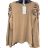 Tričko dlhý rukáv dámske (S/M ONE SIZE) TALIANSKA MÓDA IMM24M20526/DU - béžová - S/M