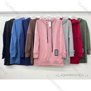 Mikina teplá s kapucňou dlhý rukáv dámska nadrozmer (54/56/58 ONE SIZE) TALIANSKA MÓDA IM424674