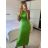 Šaty dlhé letné elegantné na ramienka dámske (S/M ONE SIZE) TALIANSKA MÓDA IMPBB24H6536/DU -   zelená neon -   S / M