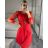 Šaty elegantné s príveskom dlhý rukáv dámske (S/M/L ONE SIZE) TALIANSKA MÓDA IM424NEKLESA/DR S/M/L červená