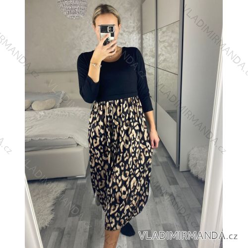 Šaty dlhé elegantný dlhý rukáv dámske (S/M/L ONE SIZE) IMM24M7007-2/DR