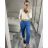 Nohavice s opaskom dlhé dámske (S/M ONE SIZE) TALIANSKA MODA IM424BELTINA/DR S/M modrá