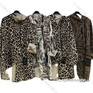 Mikina predĺžená na zips s kapucňou dlhý rukáv dámska nadrozmer (54/56/58 ONE SIZE) TALIANSKA MÓDA IMC24527