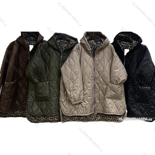 Bunda slabá s kapucňou dlhý rukáv dámska nadrozmer (54/56/58 ONE SIZE) TALIANSKA MÓDA IMC24533