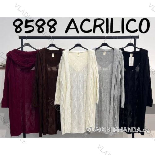 Cardigan teplý s kapucňou dlhý rukáv dámsky (S/M/L ONE SIZE) TALIANSKA MÓDA IMM24M8588