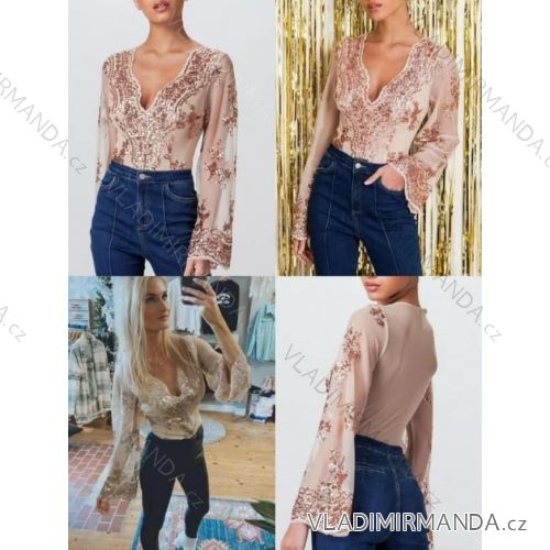 Body elegantný dlhý rukáv dámske (S/M/L ONE SIZE) IMM24M31691-1