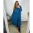 Šaty dlhé voľnočasové dlhý rukáv dámske nadrozmer (46/48/50 ONE SIZE) TALIANSKA MÓDA IMSM2424575/DUR modrá 48/50