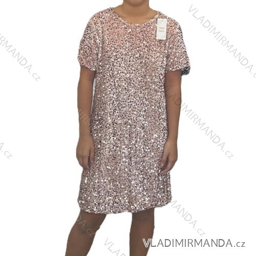 Šaty krátke elegantné flitrové krátky rukáv dámske (S/M/L ONE SIZE) TALIANSKA MÓDA IMM24M52017