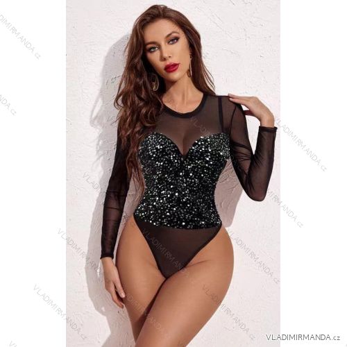 Body elegantné flitrové dlhý rukáv dámske (S/M/L ONE SIZE) IMM24M0199