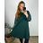 Šaty elegantní dlouhý  rukáv dámske nadrozmer (3XL/4XL ONE SIZE) TALIANSKA MóDA IM424BELLA/DU 3XL / 4XL smaragdová