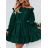 Šaty krátke elegantné letné s opaskom dlhý rukáv dámske nadrozmer (S/M/L ONE SIZE) TALIANSKA MÓDA IMD24433-1