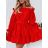 Šaty krátke elegantné letné s opaskom dlhý rukáv dámske nadrozmer (S/M/L ONE SIZE) TALIANSKA MÓDA IMD24433-1