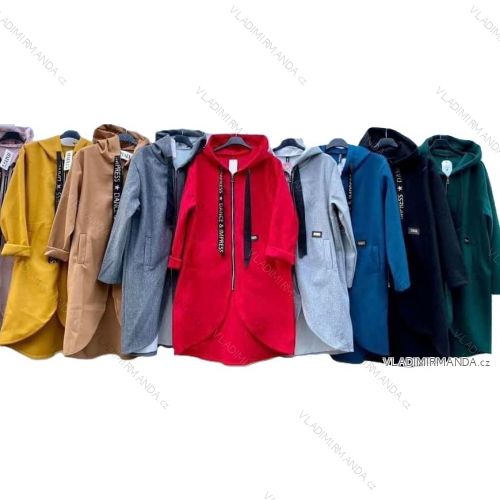 Kabát na zips s kapucňou 3/4 dlhý rukáv dámsky (S/M/L ONE SIZE) TALIANSKA MÓDA IMD24444