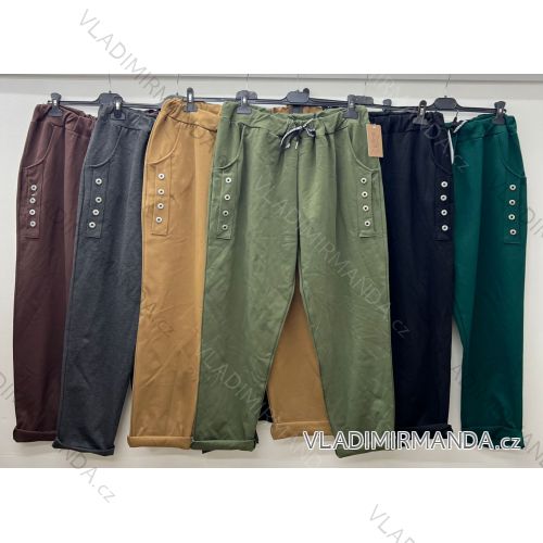 Nohavice strečové elegantné dámske nadrozmer (50/52/54 ONE SIZE) TALIANSKA MÓDA IM424718